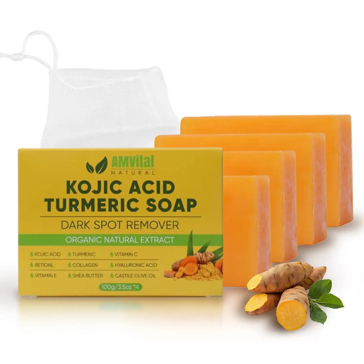 AMVital Turmeric Kojic Acid Soap Bar — Dark Spot & Mark Fading Soap
