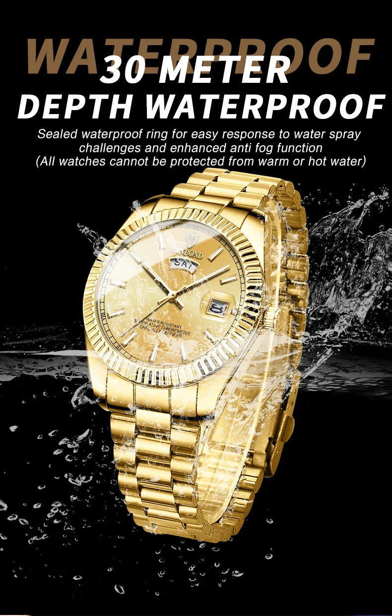 Style Loft Collection Plan-les-Ouates Steel Belt Waterproof Double Calendar Luminous Watch