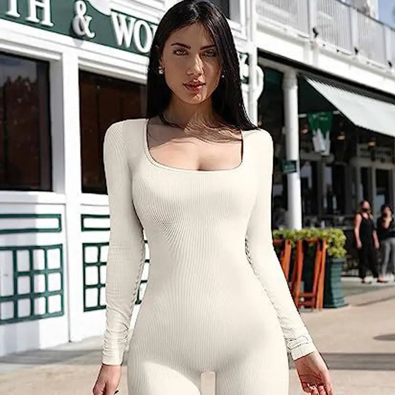 Style Loft Collection Chic Long Sleeve Yoga Jumpsuit
