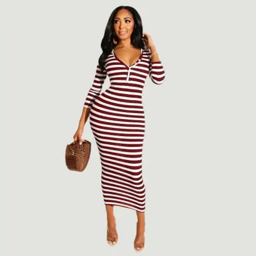 Style Loft Collection Glam Striped Midi Dress