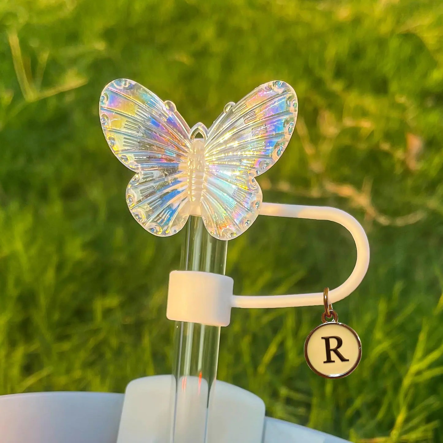 Style Loft Collection 2Pcs Cute Laser Stanley Straw Covers Butterfly Straw Cover Cap for Stanley 30&40 Oz Tumbler with Handle 10mm Straw Topper for Stanley Cup Reusable Drinking Straw Caps Stanley Cup Accessories（R）