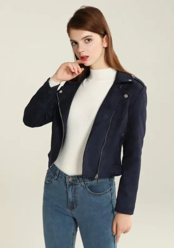 Style Loft Collection Dodge City Vegan Suede Asymmetrical Zipper Jacket