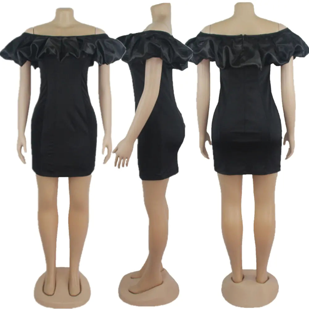 ZL1922 Women's Sexy Club Bubble Collar Dress