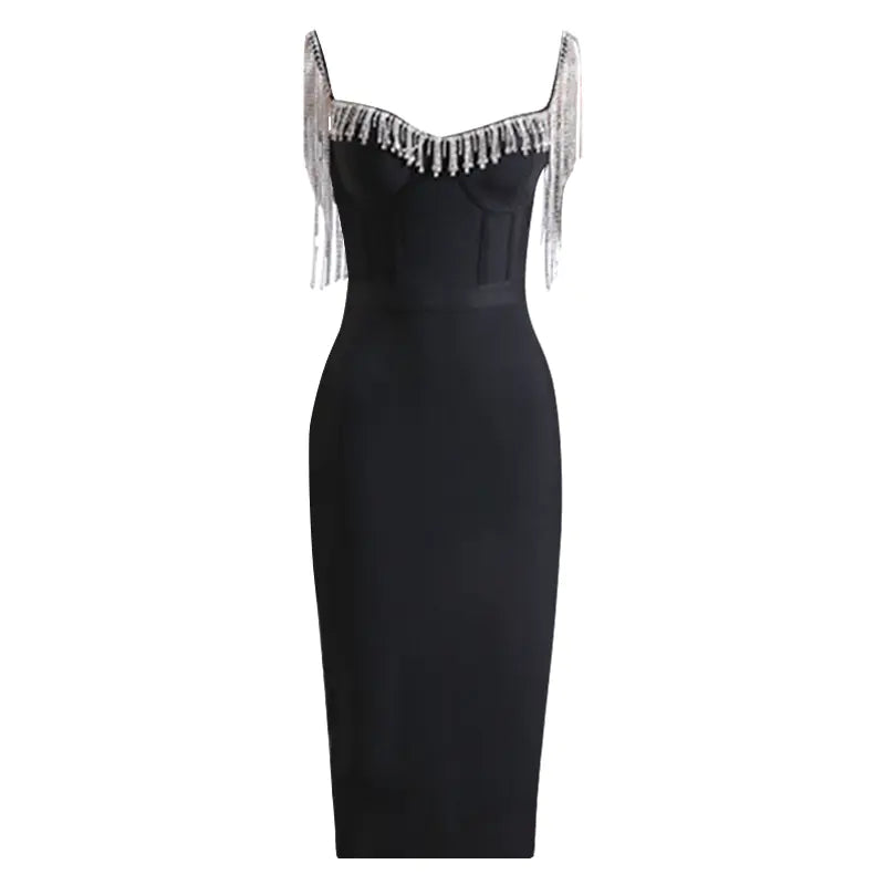 Light Luxury Rhinestone Tassel Women's Dress Skirt