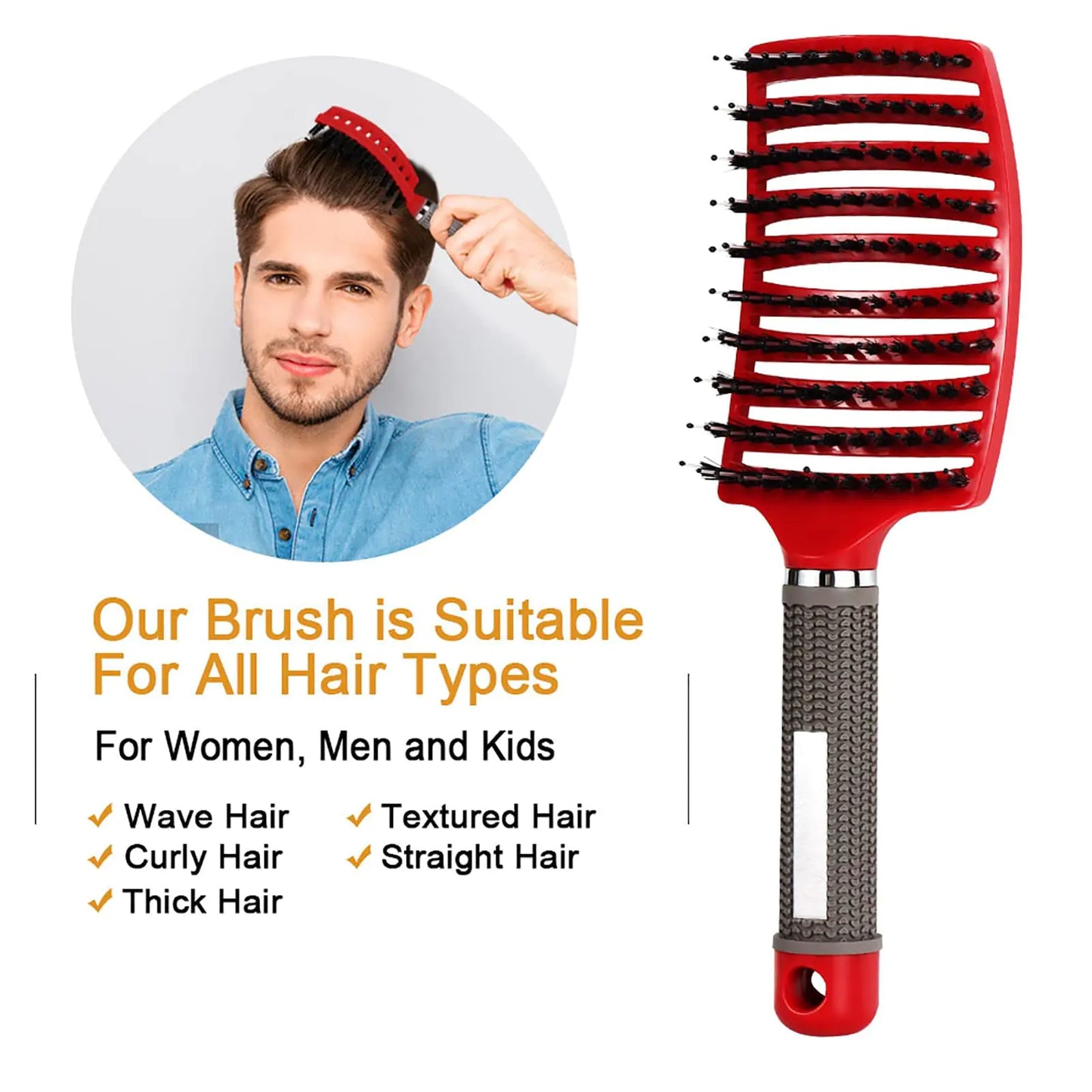 Hairstreaq Detangling Brush, Wet Dry Detangler Hair Brushes, Vented Detangling Brush, Fast Drying Styling Massage Hairbrush for Women & Kids’ Long, Thick, Thin, Curly & Tangled Hair (Pink) Pink