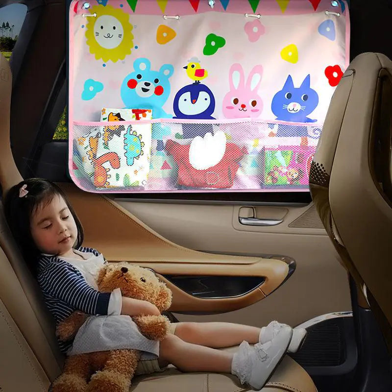 Style Loft Collection Car Sunshade with Storage Pocket and Suction Cups