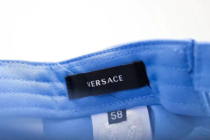 Style Loft Collection x Versace Sky Blue Cotton Embroidered Logo Adjustable Baseball Hat