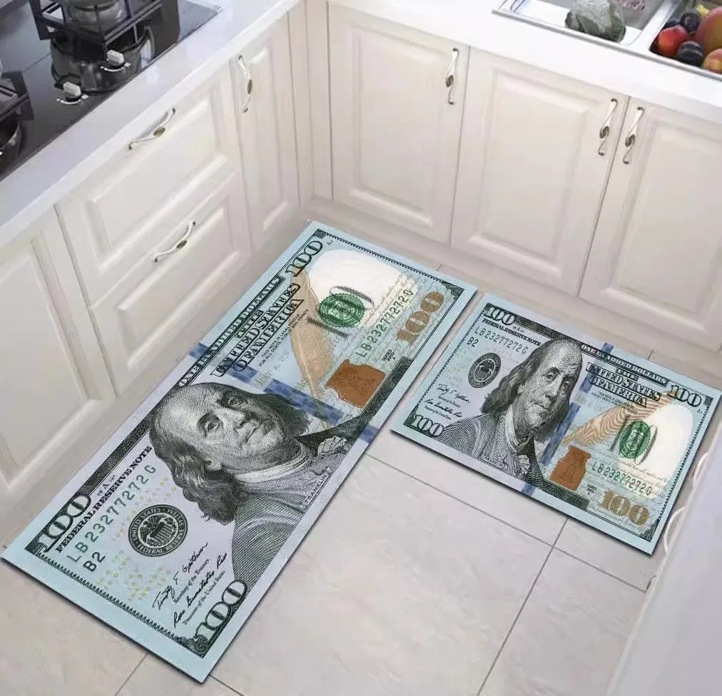 Dollar Pattern Stain-Resistant Foot Mat
