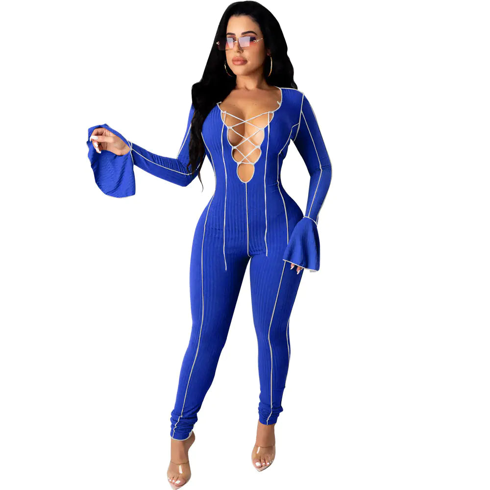 Style Loft Collection Lace Front Bell Sleeve Jumpsuit