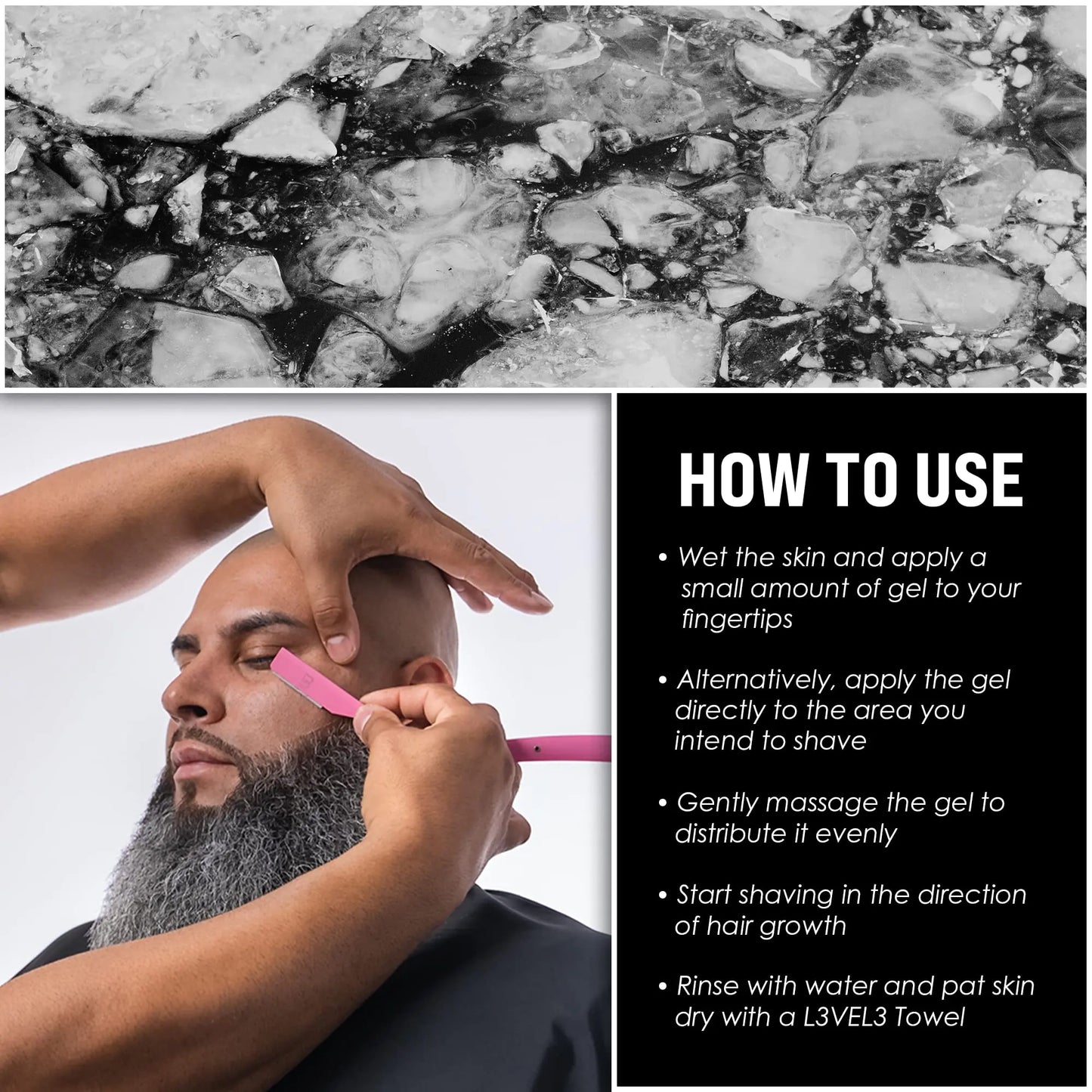 Level 3 Shaving Gel - Straight Razor Shave Gel - Non-Irritating - Refreshing Smell L3 - No Hot Towel Necessary - Level Three Razor Gel Ice 16.9 Fl Oz (Pack of 1)