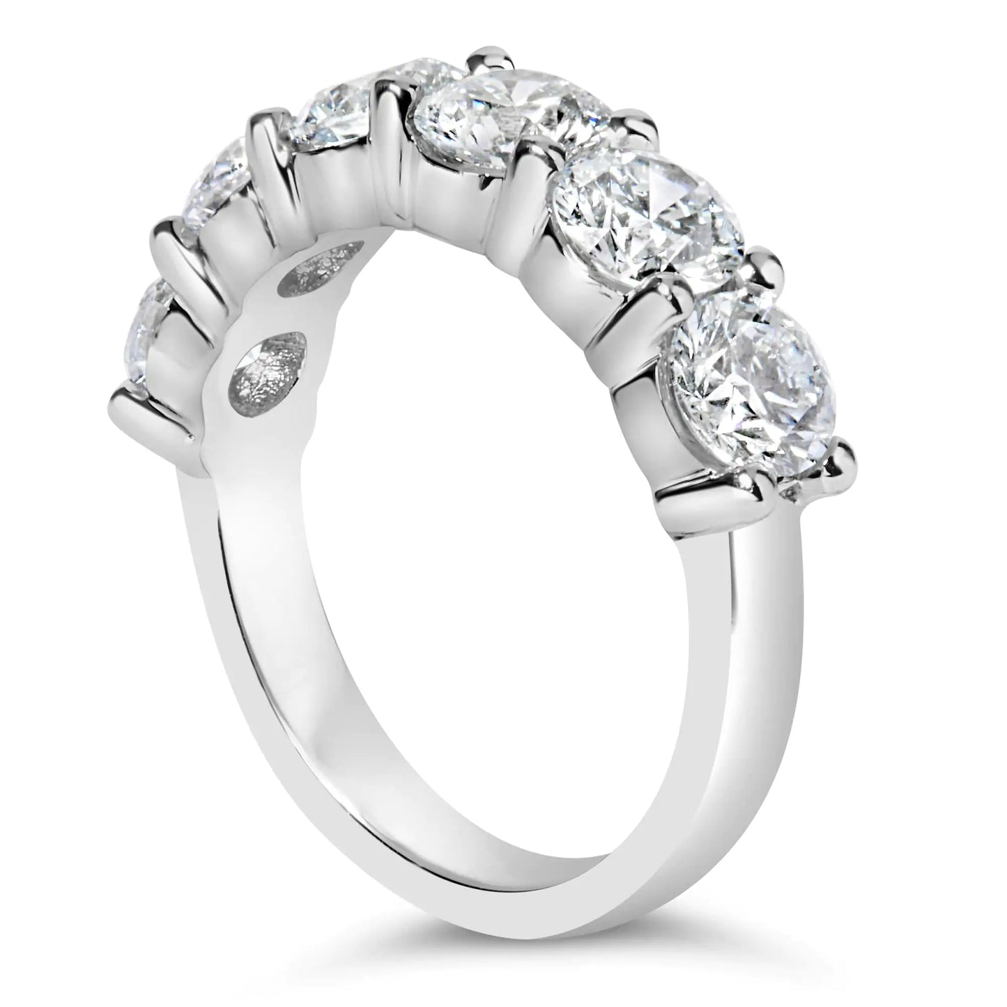 Style Loft Collection Band Ring 14K White Gold 3.0 Ctw Lab-Grown Diamond Shared Prong Set 6 Stone (G-H Color, VS2-SI1 Clarity)