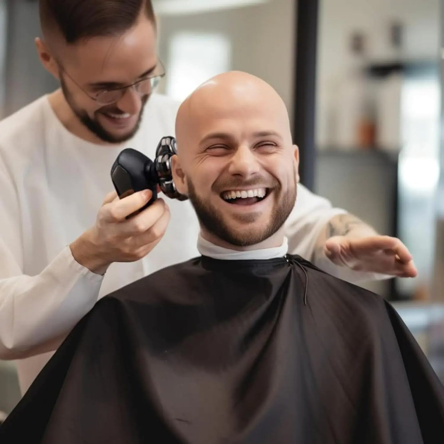 Detachable Head Shavers, SHPAVVER 5-in-1 Electric Razor IPX7 Waterproof for Bald Men, Wet/Dry LED Display Rechargeable 7D Rotary Shaver Grooming Kit with Type-C Charge (A) Brown