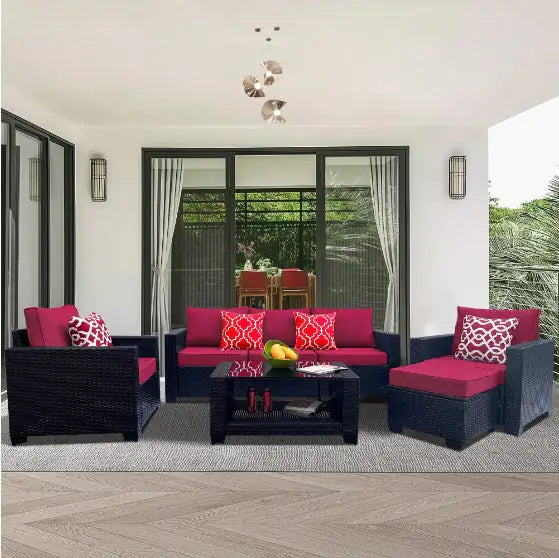 Style Loft Collection 7-Piece PE Rattan Patio Set with Coffee Table
