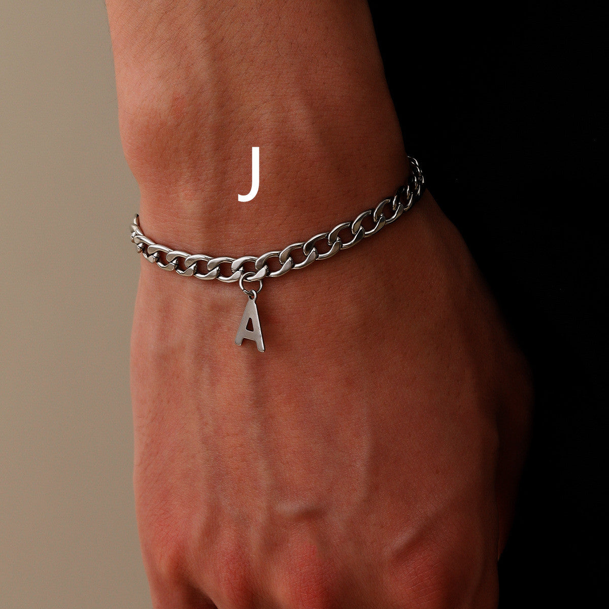 Simple Letter Titanium Steel Bracelet Men's Fashion