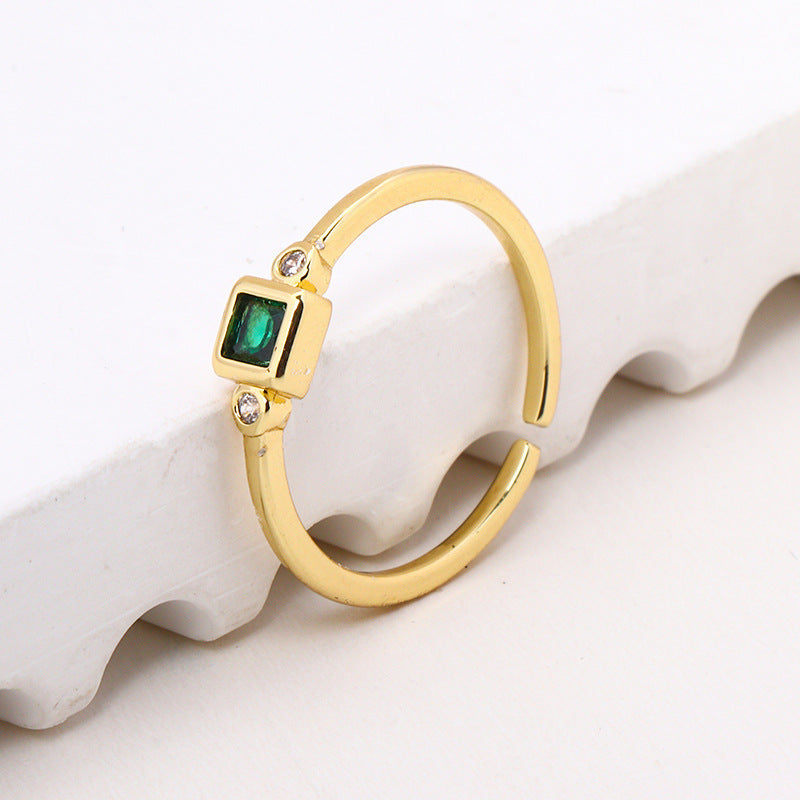Geometric Square Zircon Copper Ring