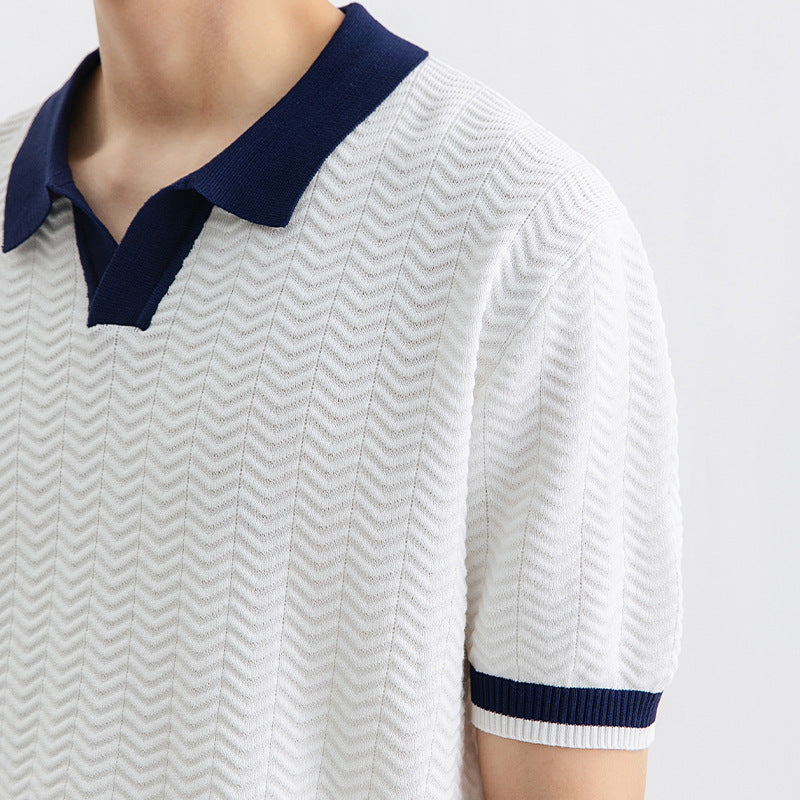 Polo Shirt Men's Ice Silk Led High-end Short-sleeved T-shirt Summer