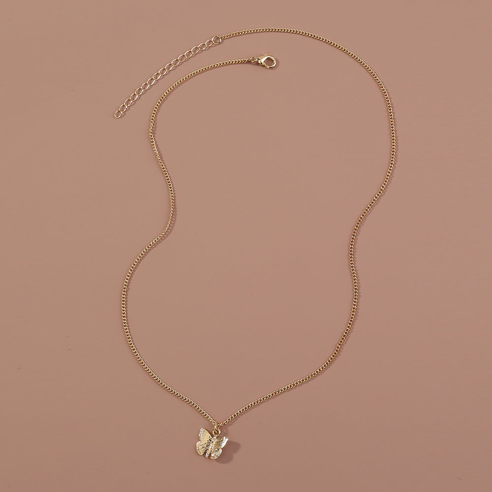 European and American net red necklaces hot-selling gold necklaces, personalized wild small butterfly metal pendants, retro necklaces