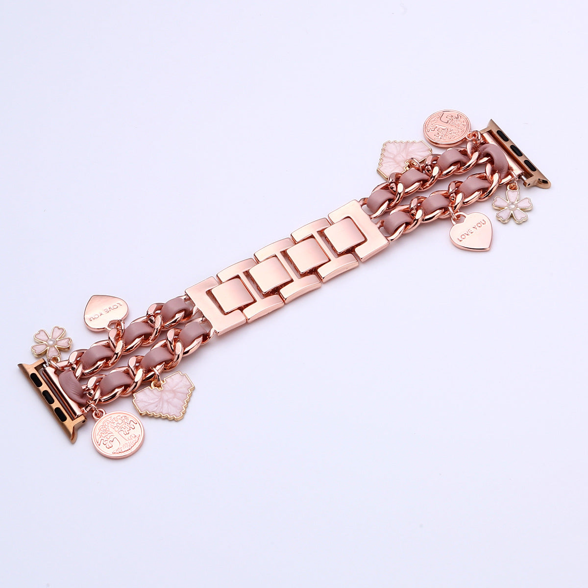 Suitable For Iwatch9 Watch Strap, Small Fragrant Style Iwatchs10 Generation Leather Chain Metal Bracelet