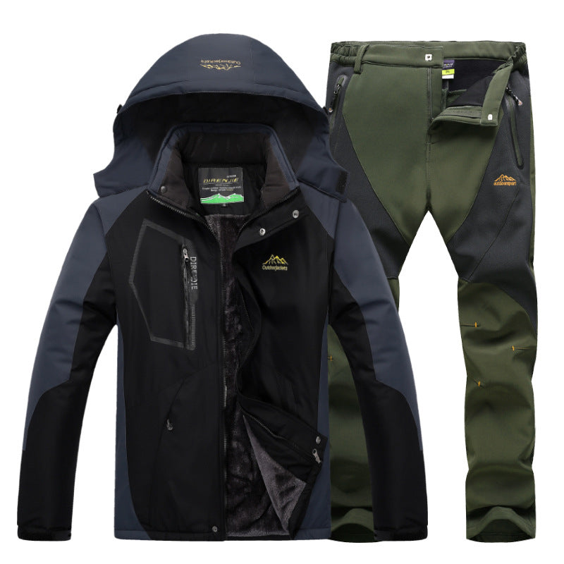 Men's Winter Waterproof Fleece Lined Outdoor Jacket Set