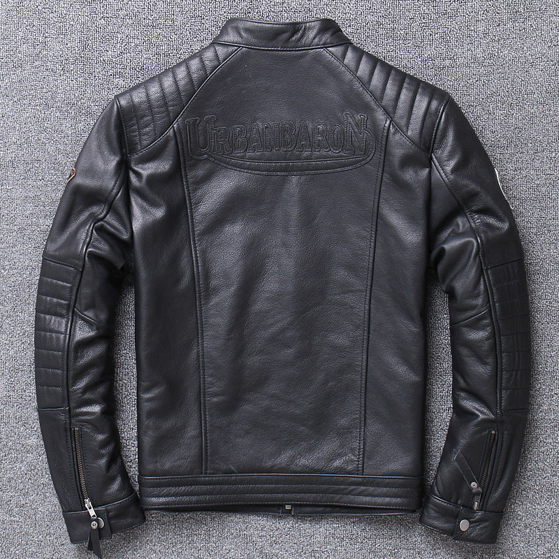 Men's Genuine Leather Motorcycle Jacket - Slim Fit Design