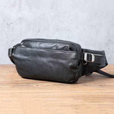 Men's Small Head Layer Cowhide Fanny Pack
