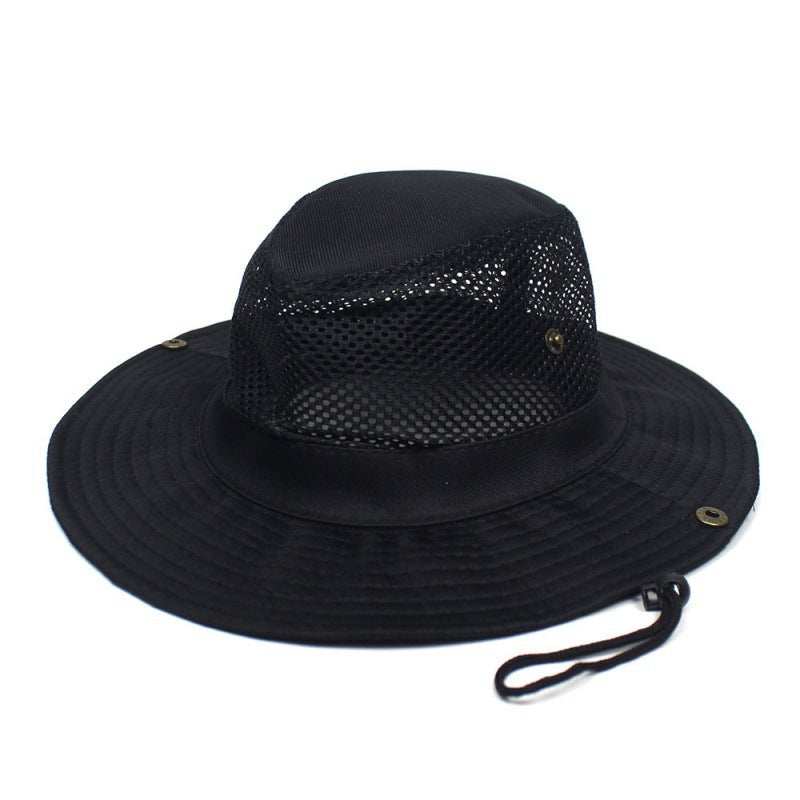 Patchwork Mesh Breathable Bucket Hat Fishing Cycling Windproof Sun Protection Foldable