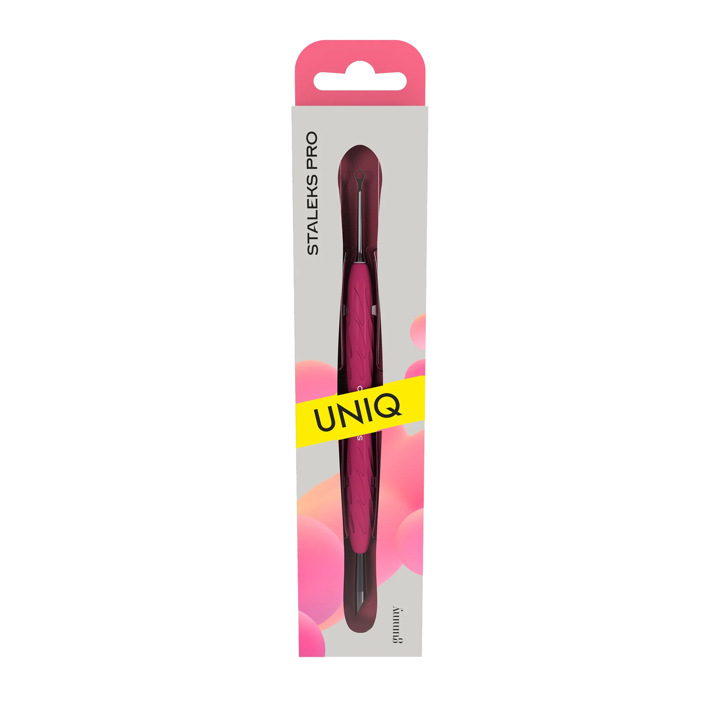 Manicure Pusher With Silicone Handle "Gummy" UNIQ 11 TYPE 2 (Slanted Pusher + Ring) PQ-11/2 STALEKS