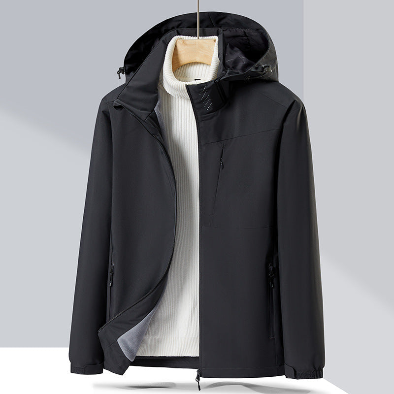 Couple Single-layer Jacket Windproof Sports Fleece-lined Padded Overalls