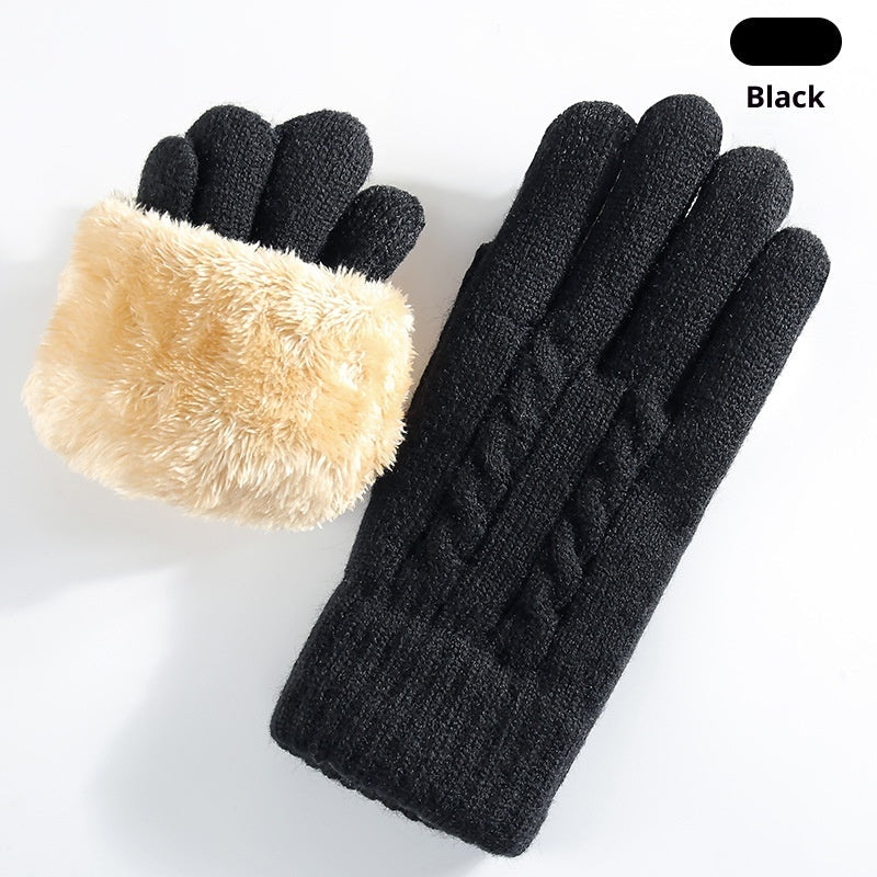 Double-layer Fleece-lined Warm And Cold-proof Knitted Gloves