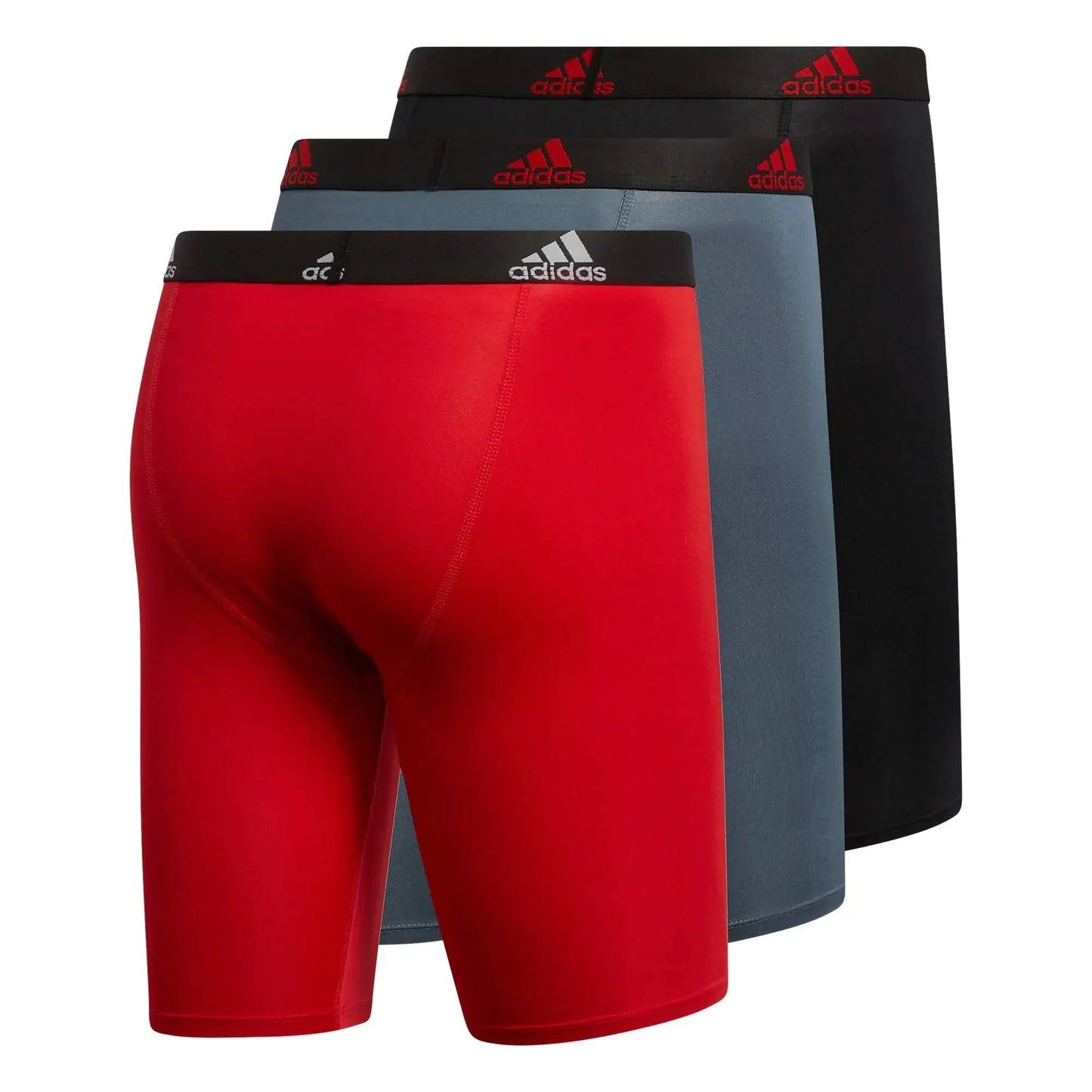 adidas Men's Performance Long Boxer Brief Underwear (3-Pack) X-Large Scarlet Red/Black/Onix Grey