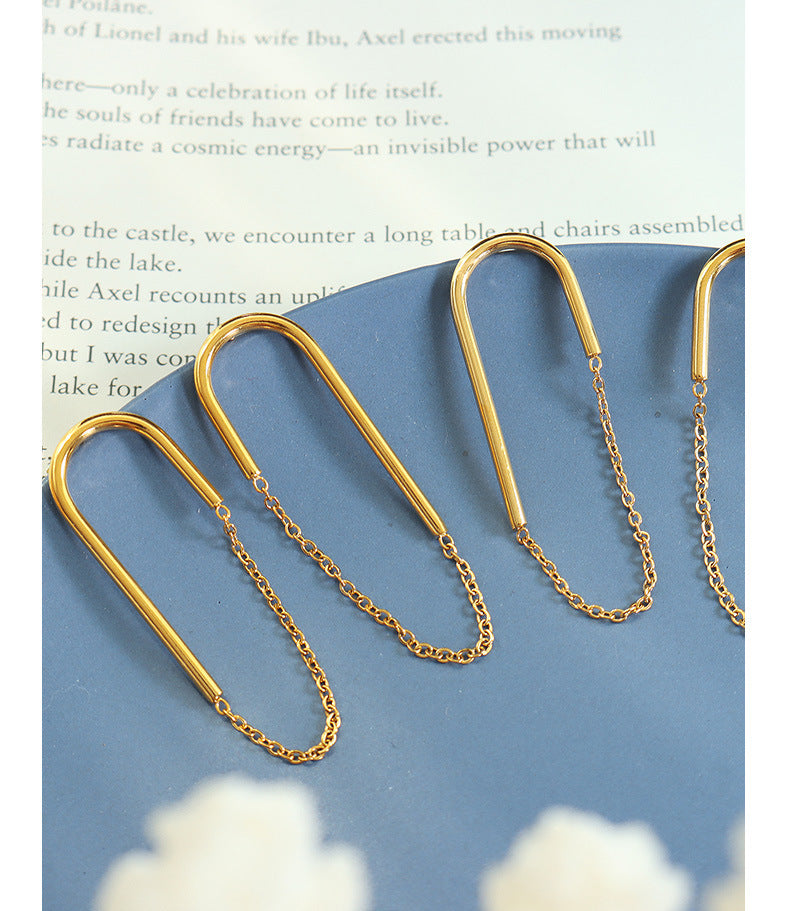 Euro-American Chain U-shaped Ear Studs