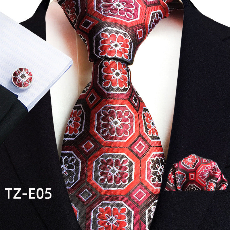 Paisley Tie Square Scarf Pocket Square Cufflinks Three-piece Set