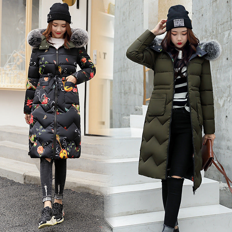 Reversible Long Down Cotton Jacket for Women Plus Size