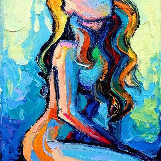 Abstract Woman Nude Oil Painting Sexy Body Art Canvas