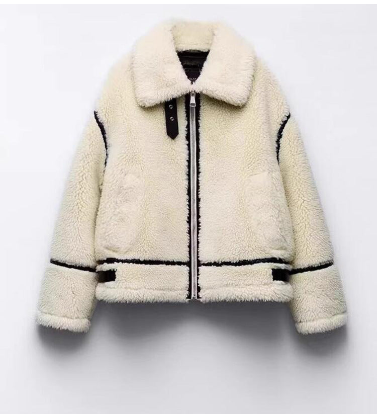 TAOP&ZA Women's Fall Winter Fleece Shearling Jacket