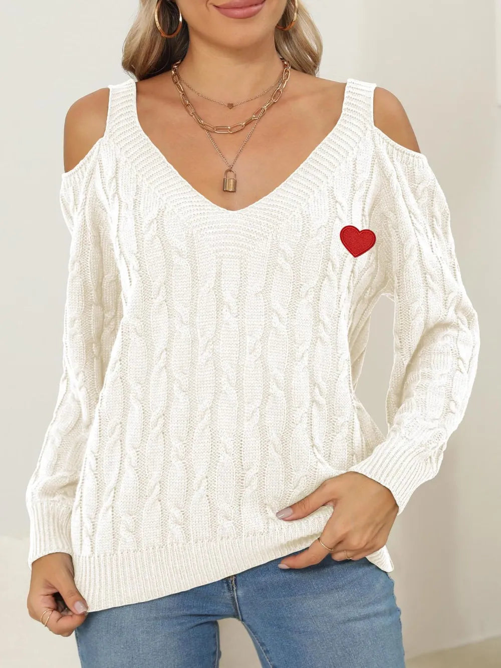Autumn/Winter Top Deep V Sexy Off Shoulder Loose Hooded Sweater for Women