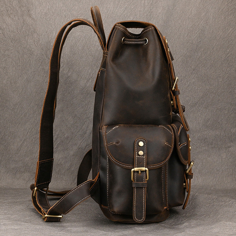 Crazy Horse Leather Outdoor Backpack