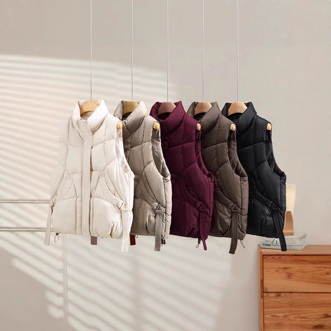 Women's Autumn Loose Outerwear Stand Collar Cotton Vest