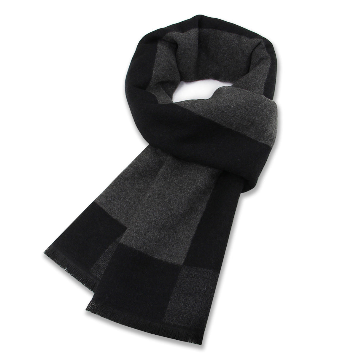 Mens Wool-Blend Plaid Scarf Winter Warmth & Extra Thickness