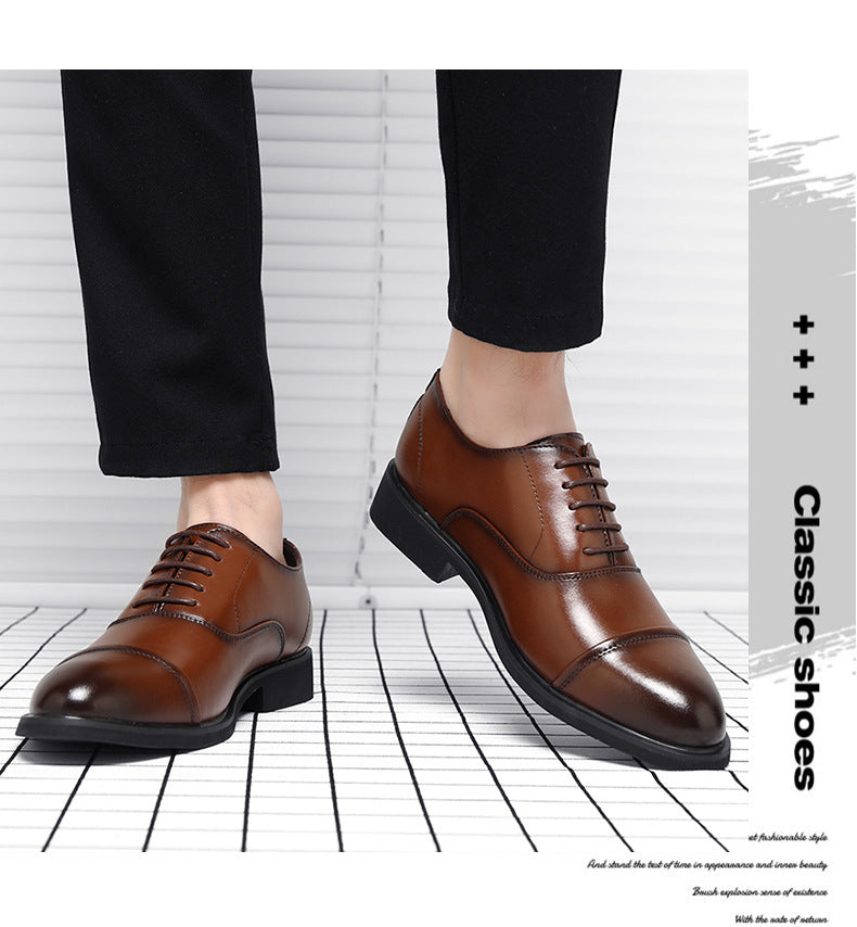 Men's Height Increasing Leather Wedding Shoes