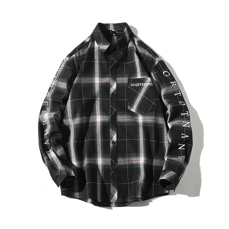 Lazy Style Ins Plaid Shirt Couple Wear Autumn Inch