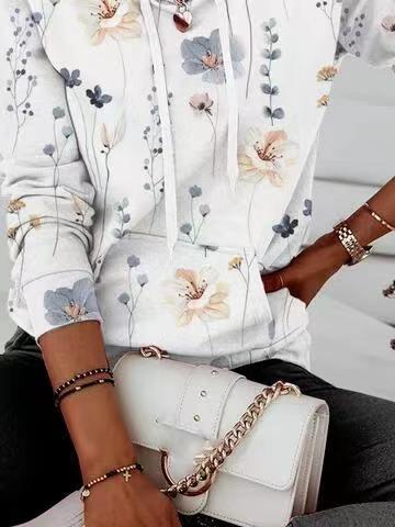 Womens Casual Printed Hoodie With Pockets