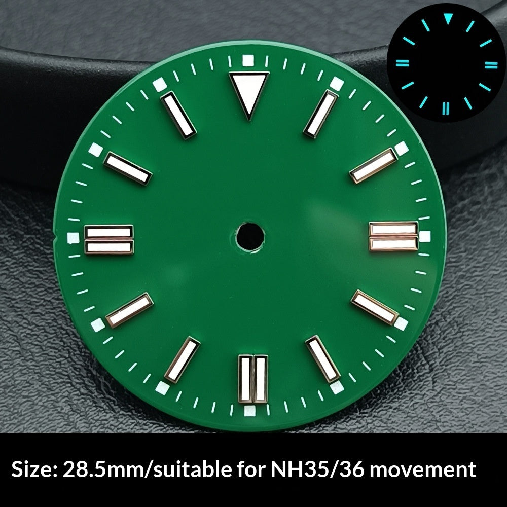 Watch Dial 285 Mm Sunburst Finish With Green Luminous Numerals