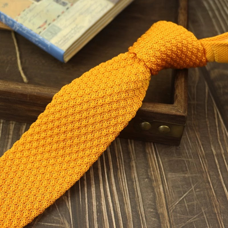 Narrow Woolen College Style Knitted Tie For Men And Women