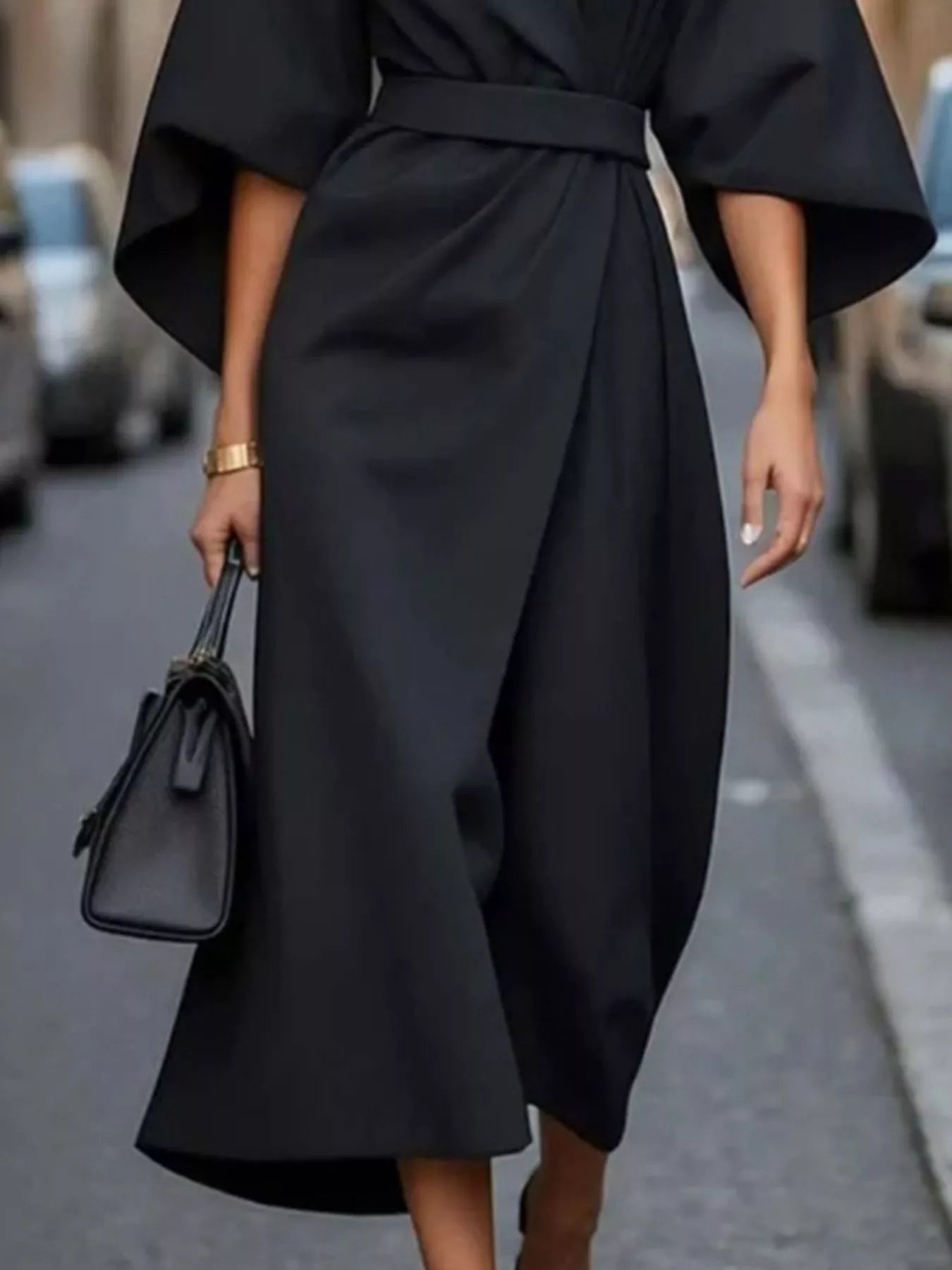 Round Neck 3/4 Sleeve Dress