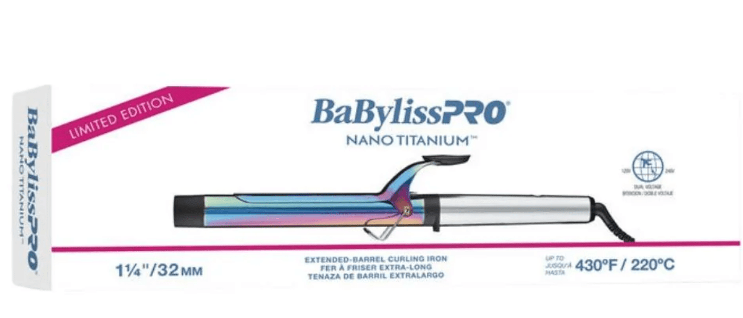 BaBylissPRO Iridescent Nano Titanium 1.25" Extended Barrel Curling Iron