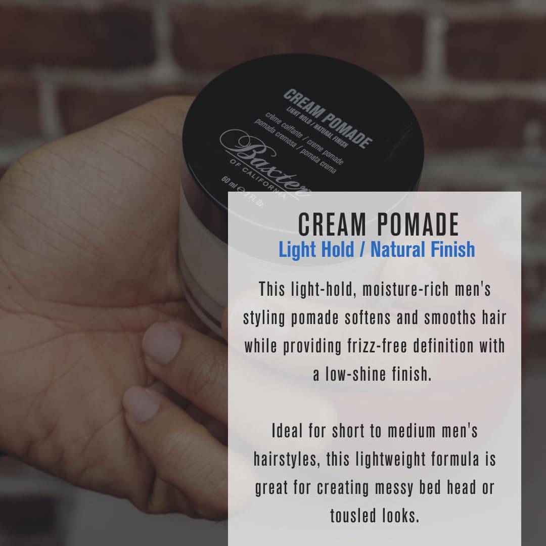 Baxter 0f California  Baxter of California Cream Pomade for Men | Natural Finish | Light Hold | Hair Pomade