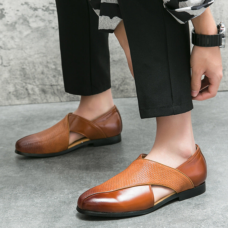 Men's Summer Breathable Woven Leather Sandals