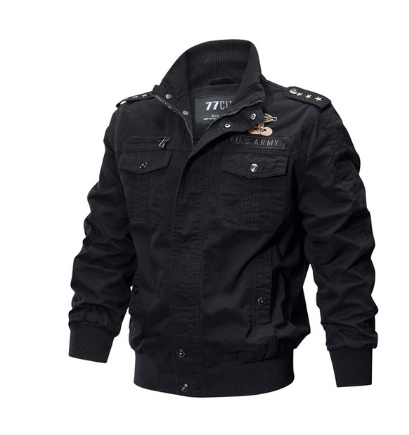 Men's Fall Jacket - Washed Cotton Military Style Plus Size