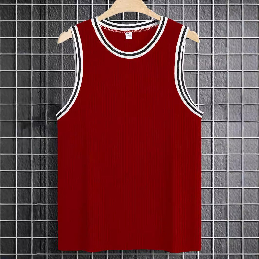 Knitted Vertical Stripes Fitness Sports Slim-fitting Vest
